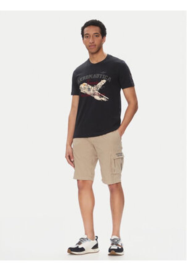 Aeronautica Militare T-Shirt 251TS2406J641 Granatowy Regular Fit. Kolor: niebieski. Materiał: bawełna