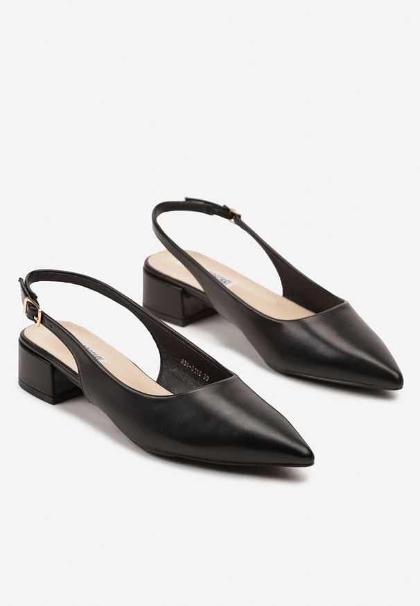 Renee - Czarne Sandały na Słupku Typu Slingback Odavine. Okazja: na spotkanie biznesowe. Zapięcie: sprzączka. Kolor: czarny. Sezon: lato. Obcas: na słupku. Styl: biznesowy, elegancki. Wysokość obcasa: średni