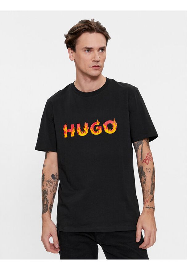 Hugo T-Shirt Danda 50504542 Czarny Regular Fit. Kolor: czarny. Materiał: bawełna