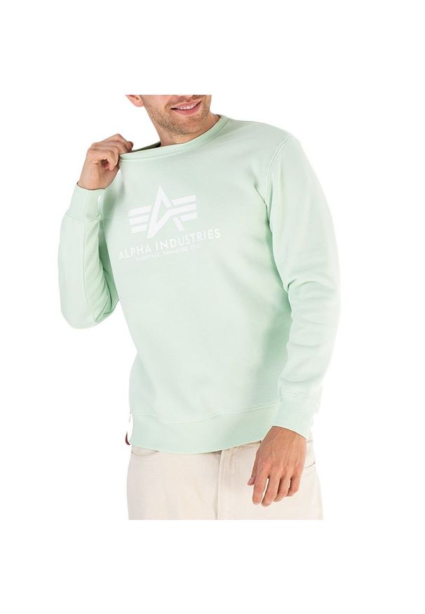 Bluza Alpha Industries Basic 17830243 - zielona. Kolor: zielony. Materiał: bawełna, poliester, tkanina. Styl: klasyczny, sportowy