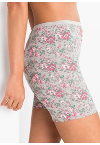 bonprix - Długie bokserki damskie (4 pary). Kolor: szary. Długość: długie. Wzór: gładki, nadruk #3