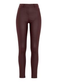 Cellbes Elastyczne spodnie z woskowaną powierzchnią bordo female brązowy/czerwony 52. Okazja: na co dzień. Kolor: brązowy, czerwony, wielokolorowy. Materiał: guma, tkanina. Styl: elegancki, casual #1