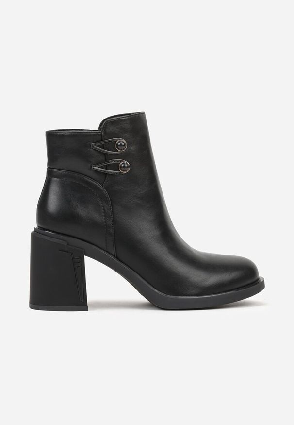 Renee - Czarne Basicowe Botki do Kostki VICES na Słupkowym Obcasie Naleasa. Okazja: na co dzień. Kolor: czarny. Materiał: jeans, dzianina. Obcas: na obcasie. Styl: casual, elegancki. Wysokość obcasa: średni