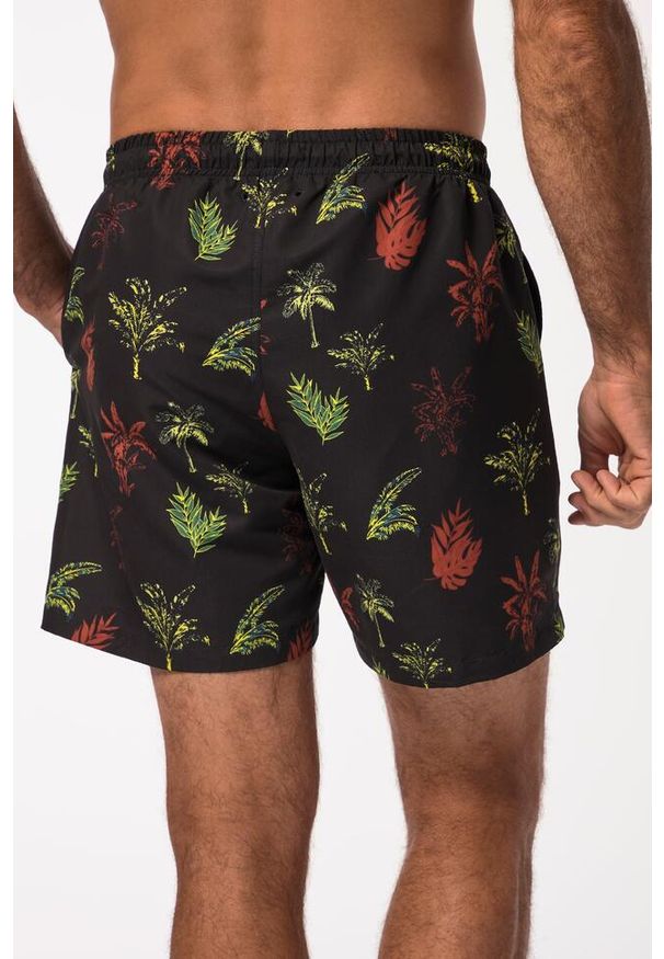 JAY-PI - Męskie Kąpielówki moda plażowa elastyczny pas nadruk roślinny. Kolekcja: plus size. Kolor: czarny. Materiał: poliester, materiał. Wzór: nadruk
