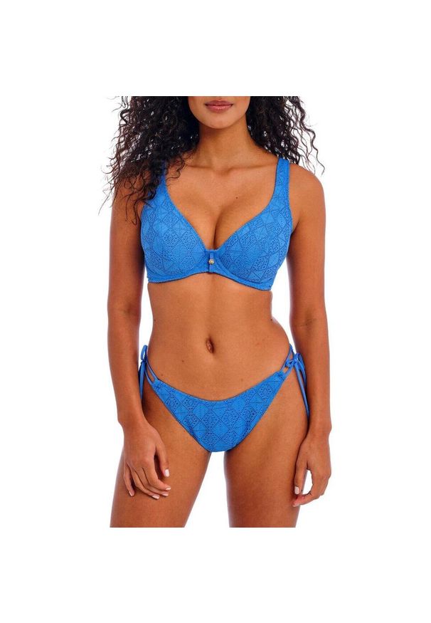 FREYA ACTIVE - Damskie figi do kostiumu kąpielowego z rozcięciem Freya Nomad Nights. Stan: obniżony. Kolor: niebieski