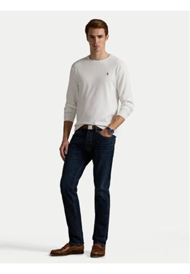 Polo Ralph Lauren Longsleeve 710760121 Biały Slim Fit. Typ kołnierza: polo. Kolor: biały. Materiał: bawełna. Długość rękawa: długi rękaw