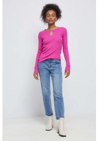 medicine - Medicine sweter damski kolor różowy lekki. Kolor: różowy. Materiał: materiał. Długość rękawa: długi rękaw. Długość: długie #4