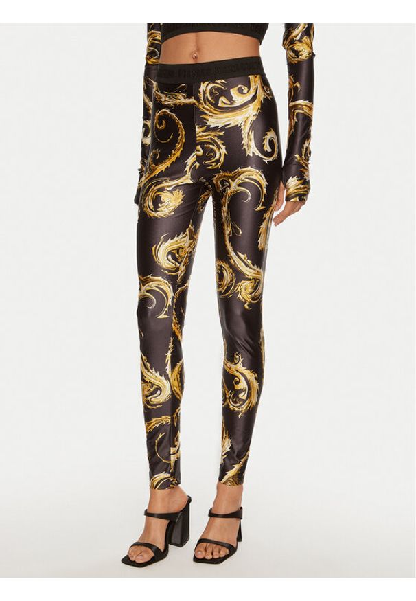 Versace Jeans Couture Legginsy 77HAC101 JS360 Czarny Slim Fit. Kolor: czarny. Materiał: syntetyk