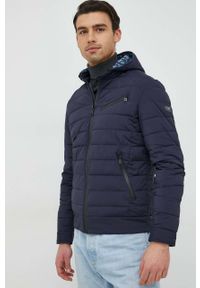 Guess kurtka męska kolor granatowy przejściowa. Okazja: na co dzień. Typ kołnierza: kaptur. Kolor: niebieski. Materiał: włókno, materiał. Styl: casual #1