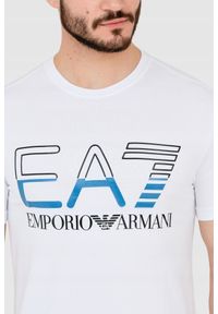 EA7 Emporio Armani - EA7 T-shirt męski biały z dużym czarnym logo, Rozmiar XXL. Kolor: biały
