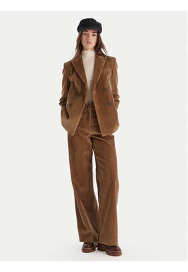 Weekend Max Mara Spodnie materiałowe Tania 2525136092 Brązowy Wide Leg. Kolor: brązowy. Materiał: bawełna