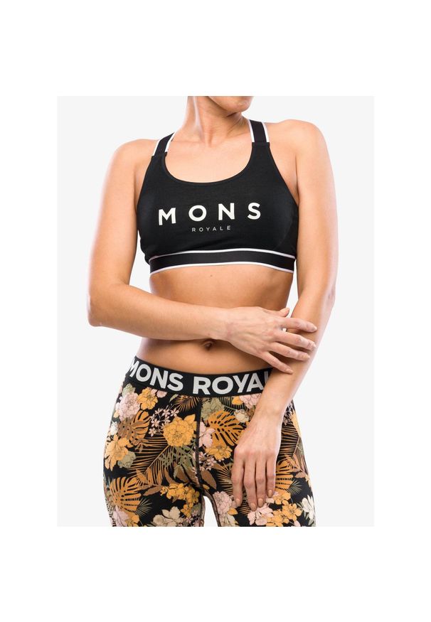 MONS ROYALE - Biustonosz sportowy Mons Royale Stella X-Back Bra. Kolor: czarny. Sport: fitness