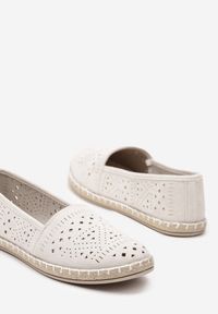 Born2be - Szare Espadryle Ażurowe z Plecionką na Płaskiej Podeszwie Allivette. Okazja: na co dzień. Kolor: szary. Materiał: materiał. Wzór: ażurowy. Sezon: lato. Obcas: na płaskiej podeszwie. Styl: klasyczny, casual, elegancki #6