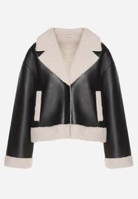 Born2be - Czarna Kurtka Biker o Kroju Ramoneski z Futrzanymi Wstawkami i Ociepleniem Nikida. Okazja: na co dzień. Kolor: czarny. Materiał: futro. Długość rękawa: długi rękaw. Długość: długie. Styl: klasyczny, casual, elegancki #4