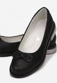 Born2be - Czarne Balerinki Eireney. Nosek buta: okrągły. Kolor: czarny. Materiał: jeans, syntetyk, nubuk. Wzór: aplikacja #3