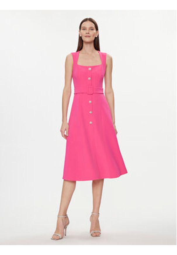 Nissa Sukienka koktajlowa RC14788 Różowy Slim Fit. Kolor: różowy. Materiał: syntetyk. Styl: wizytowy