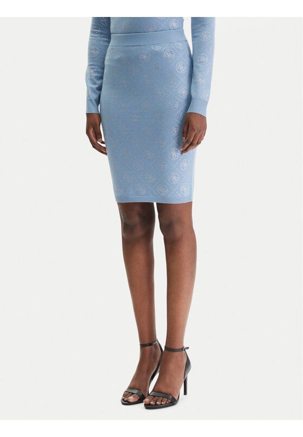 Guess Spódnica mini W6RD0O Z3JD2 Błękitny Regular Fit. Kolor: niebieski. Materiał: syntetyk