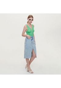 Reserved - Jeansowa spódnica Eco Aware - Niebieski. Kolor: niebieski. Materiał: jeans