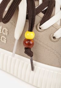 Born2be - Beżowe Trampki Pod Kostkę na Grubej Podeszwie z Podwójnym Sznurowaniem Callixera. Nosek buta: okrągły. Zapięcie: sznurówki. Kolor: beżowy. Materiał: materiał. Obcas: na obcasie. Styl: klasyczny. Wysokość obcasa: niski #9