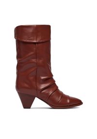 Badura Botki EO-APRIL-25FW218-1 Brązowy. Kolor: brązowy. Materiał: skóra