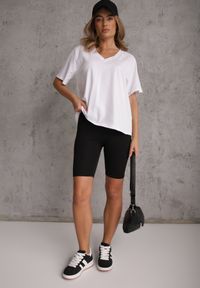 Renee - Biały T-shirt Bawełniany z Dekoltem w V Adozixie. Okazja: na co dzień. Kolor: biały. Materiał: bawełna. Styl: street, casual #7
