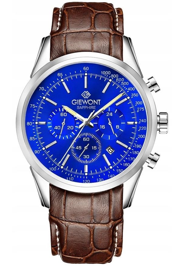 Zegarek Giewont Zegarek Męski Giewont Chronograph Sapphire Srebrno Niebieski GW7650-A5. Kolor: niebieski, srebrny, wielokolorowy