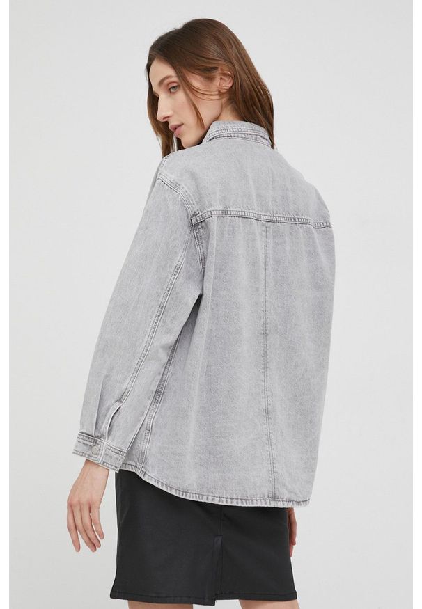 Answear Lab kurtka damska kolor szary przejściowa oversize. Kolor: szary. Materiał: materiał, tkanina. Styl: wakacyjny