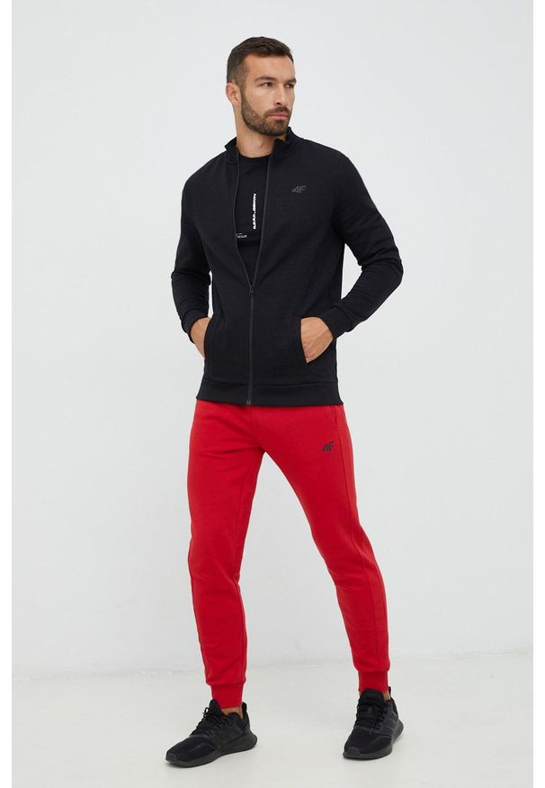 4f - 4F spodnie dresowe męskie kolor czerwony gładkie. Kolor: czerwony. Materiał: dresówka. Wzór: gładki