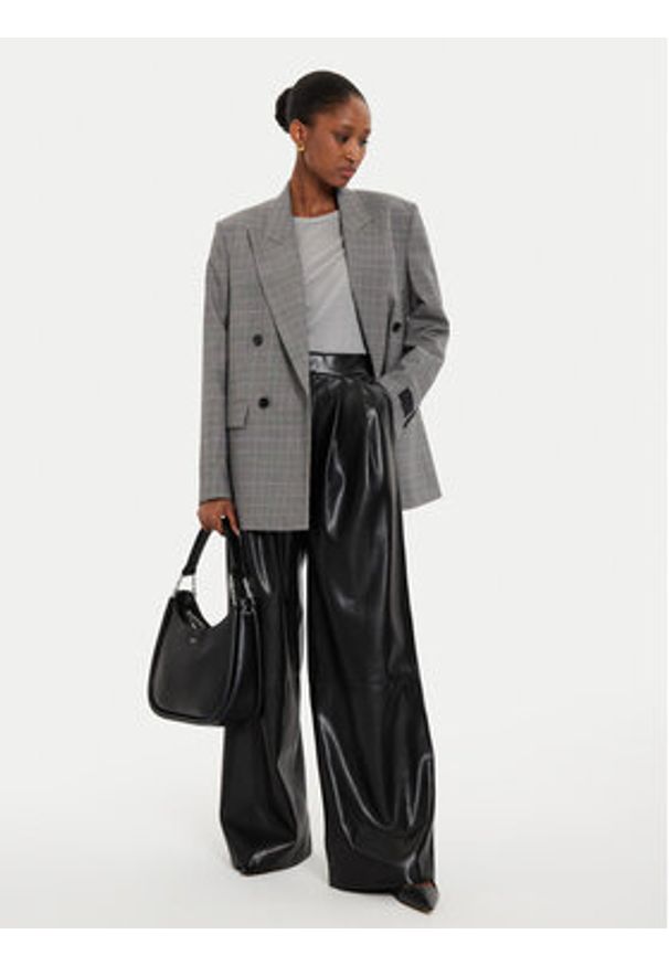 BOSS - Boss Spodnie z imitacji skóry Tadesa 50518463 Czarny Relaxed Fit. Kolor: czarny. Materiał: skóra