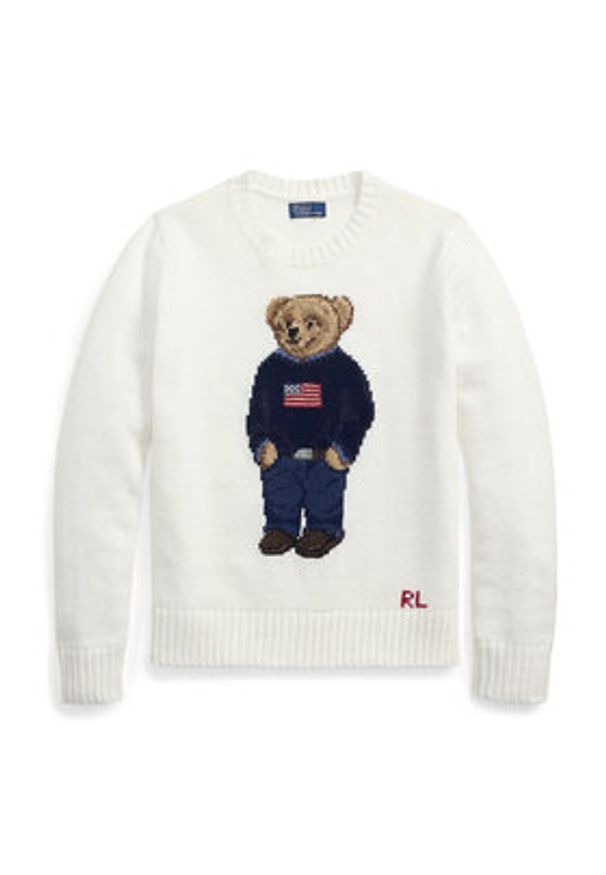 Polo Ralph Lauren Sweter 211978359001 Biały Relaxed Fit. Typ kołnierza: polo. Kolor: biały. Materiał: bawełna