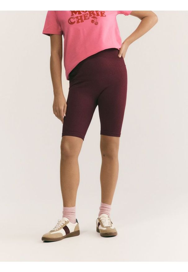 Reserved - Sportowe kolarki - bordowy. Kolor: czerwony. Materiał: tkanina. Styl: sportowy