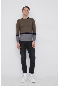 Sisley Sweter z domieszką kaszmiru męski. Okazja: na co dzień. Kolor: zielony. Materiał: kaszmir. Długość rękawa: długi rękaw. Długość: długie. Styl: casual #5