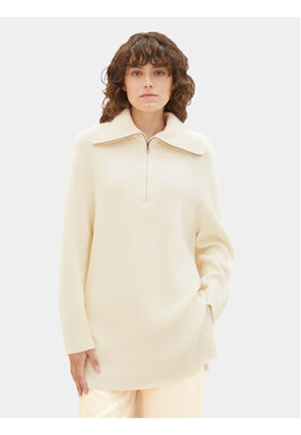 Tom Tailor Sweter 1037787 Écru Regular Fit. Materiał: wiskoza