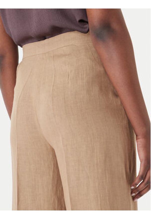 Marella Spodnie materiałowe Clava 2615131182 Beżowy Regular Fit. Kolor: beżowy. Materiał: len