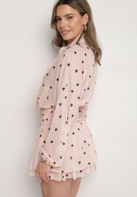 Born2be - Różowa Rozkloszowana Sukienka z Rękawami Typu Nietoperz i Wiązaniem Miriviela. Okazja: na co dzień. Kolor: różowy. Materiał: jeans. Typ sukienki: proste. Styl: klasyczny, casual #5