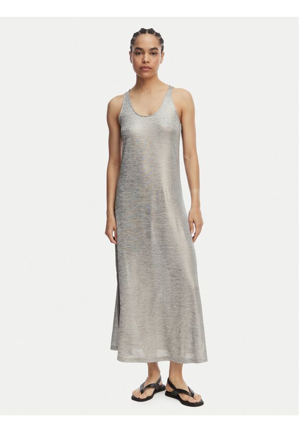 LOLA CASADEMUNT Sukienka codzienna LS2616083 Srebrny Regular Fit. Okazja: na co dzień. Kolor: srebrny. Materiał: syntetyk. Typ sukienki: proste. Styl: casual