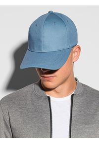 Ombre Clothing - Czapka męska z daszkiem - niebieska V7. Kolor: niebieski. Materiał: bawełna. Styl: klasyczny