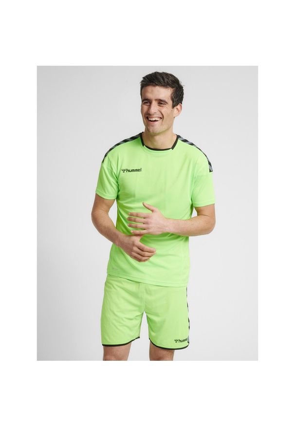 Hummel Koszulka sportowa męska T-shirt Authentic Poly Jersey. Kolor: zielony. Materiał: jersey. Sport: piłka nożna