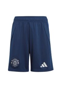 Adidas - Szorty Manchester United 24/25 Away Kids. Kolor: niebieski. Materiał: materiał