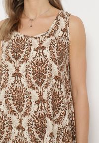 Born2be - Beżowo-Brązowa Rozkloszowana Sukienka z Bawełny bez Rękawów Horrilla. Kolor: beżowy. Materiał: bawełna. Długość rękawa: bez rękawów. Sezon: lato. Styl: boho #5