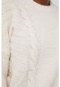 Answear Lab - Sweter z domieszką wełny. Kolor: beżowy. Materiał: wełna. Długość rękawa: długi rękaw. Długość: długie. Wzór: ze splotem. Styl: wakacyjny