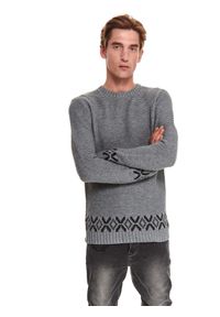 TOP SECRET - Sweter z wzorzystym wykończeniem. Kolor: szary
