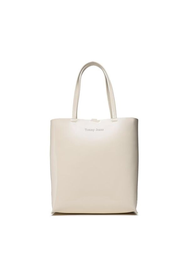 Tommy Jeans Torebka Must North South Patent Tote AW0AW15540 Écru. Materiał: skórzane