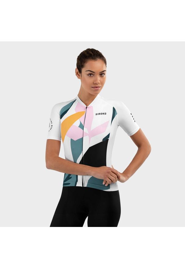 Koszulka krótki rękaw Kolarstwo SIROKO M2 Pinerolo Biały Kobieta. Kolor: biały, szary, wielokolorowy, różowy. Długość rękawa: krótki rękaw. Długość: krótkie. Sport: kolarstwo
