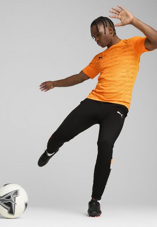 Puma - Męska koszulka z grafiką individualRISE PUMA Heat Fire Orange. Kolor: żółty, pomarańczowy, wielokolorowy