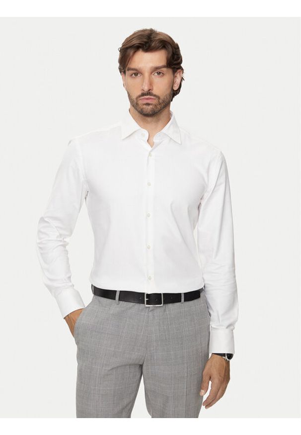 BOSS - Boss Koszula 50470583 Écru Slim Fit. Materiał: bawełna