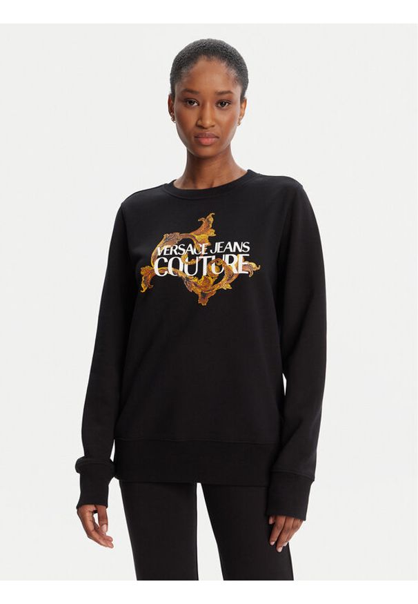 Versace Jeans Couture Bluza 79HAIE06 CF00E Czarny Regular Fit. Typ kołnierza: kołnierzyk włoski. Kolor: czarny. Materiał: bawełna