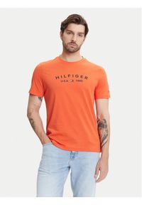 TOMMY HILFIGER - Tommy Hilfiger T-Shirt Fathers Day MW0MW39356 Pomarańczowy Regular Fit. Kolor: pomarańczowy. Materiał: bawełna