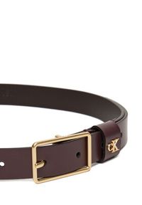 Calvin Klein Pasek Damski Square Buckle Ck Loop 25Mm LV04F7050G Bordowy. Kolor: czerwony. Materiał: skóra