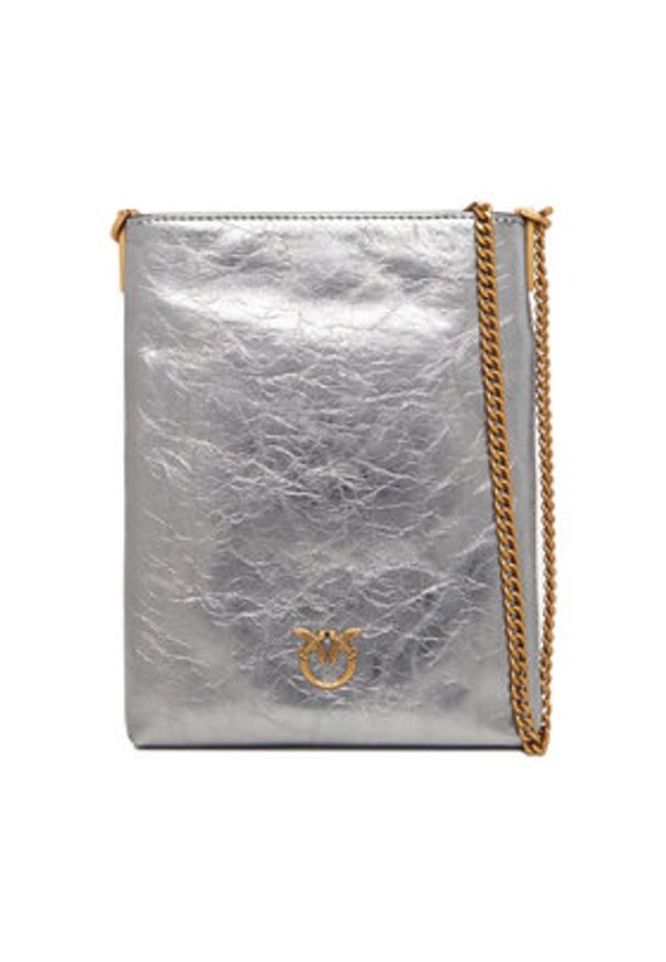 Pinko - PINKO Torebka Flat Satchel AI 25-26 PCPL 105352 A2OT Srebrny. Kolor: srebrny. Materiał: skórzane